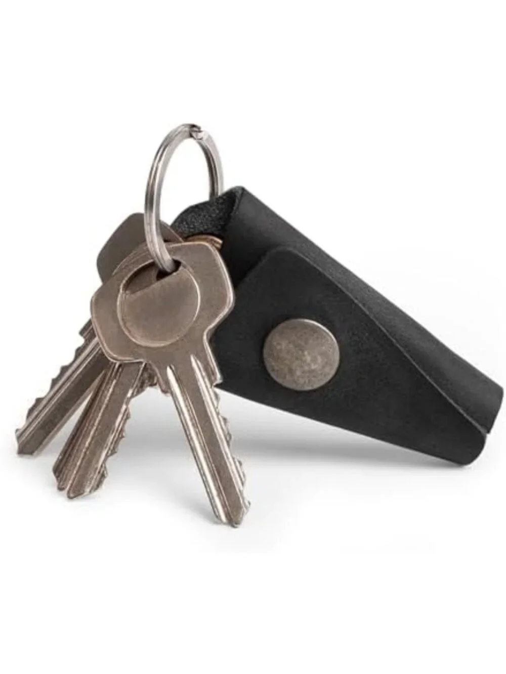 Full Grain Leather Keychain Organizer with Snap Closure & Silencer Sleeve for
